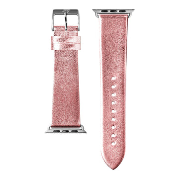 METALLIC Leather Watch Strap for Apple Watch Series 4-10 & SE & ULTRA - Rose