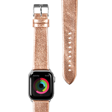 METALLIC Leather Watch Strap for Apple Watch Series 4-10 & SE & ULTRA - Gold