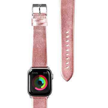 METALLIC Leather Watch Strap for Apple Watch Series 4-10 & SE & ULTRA - Rose